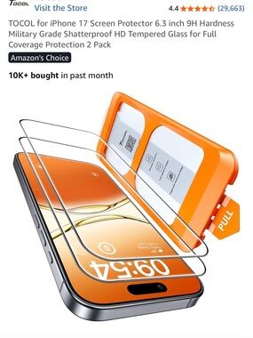 Orange iPhone Screen Protector for 6.3" – 2 Pack Tempered Glass
